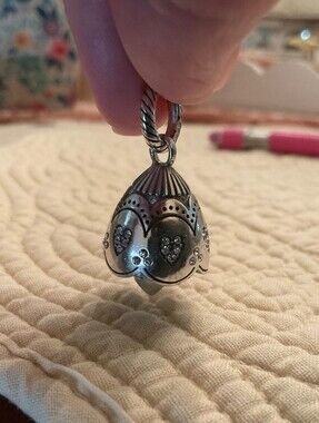 Sterling Silver Heart Charm/ Pendant with Crystal Accents